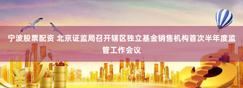 宁波股票配资 北京证监局召开辖区独立基金销售机构首次半年度监管工作会议