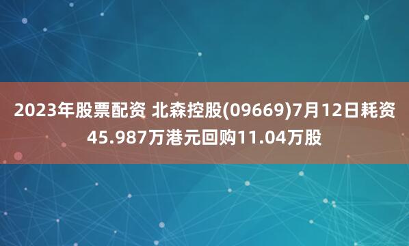 2023年股票配资 北森控股(09669)7月12日耗资45.987万港元回购11.04万股