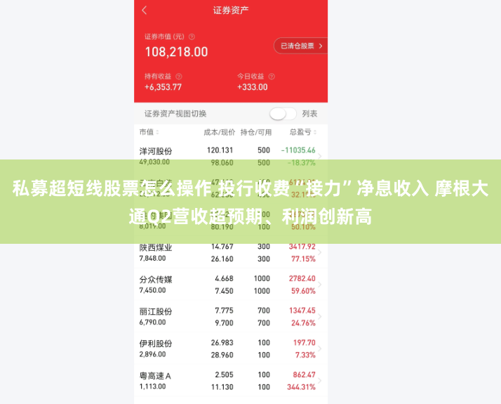私募超短线股票怎么操作 投行收费“接力”净息收入 摩根大通Q2营收超预期、利润创新高
